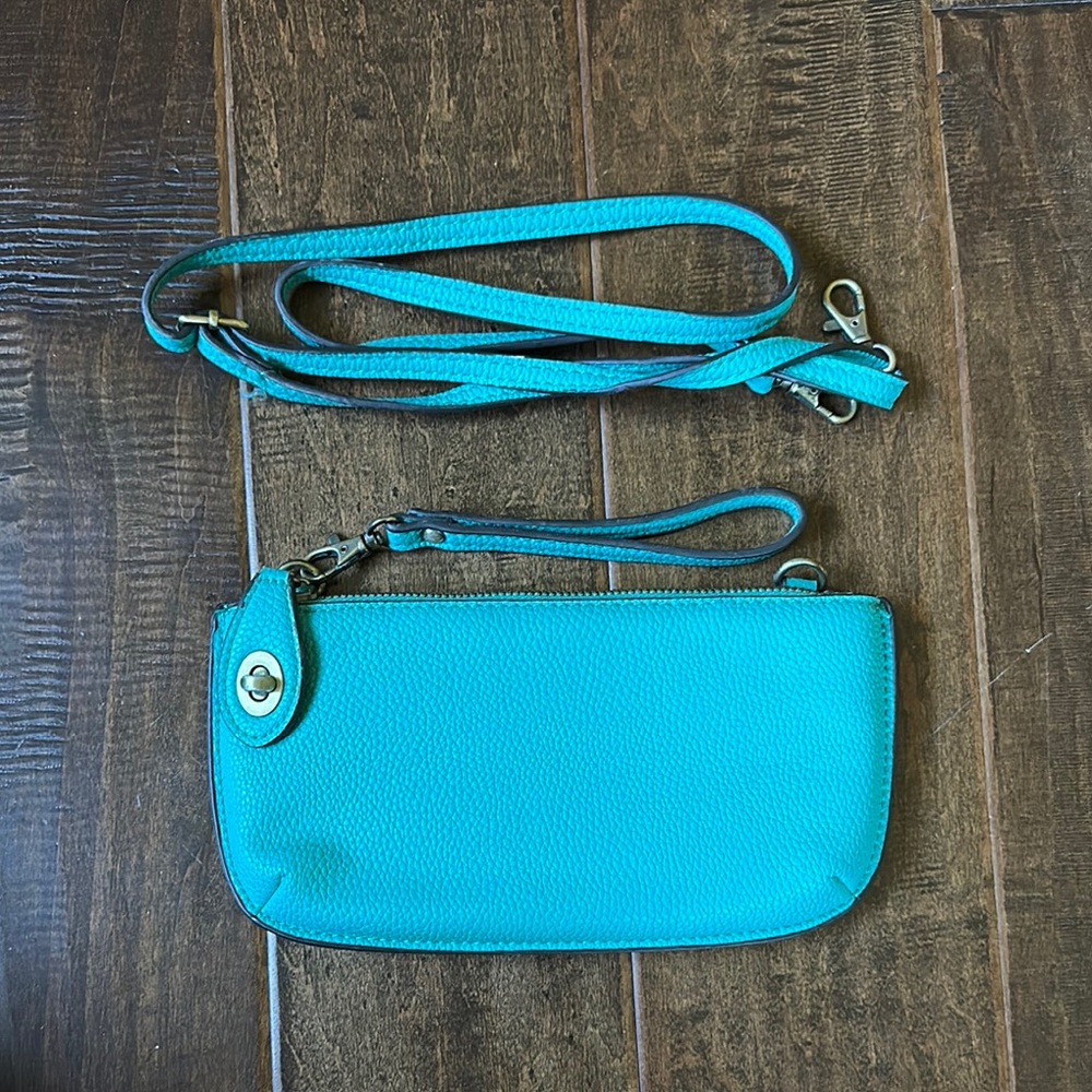 Joy Susan Blue Clutch & Wristlet with Detachable Strap